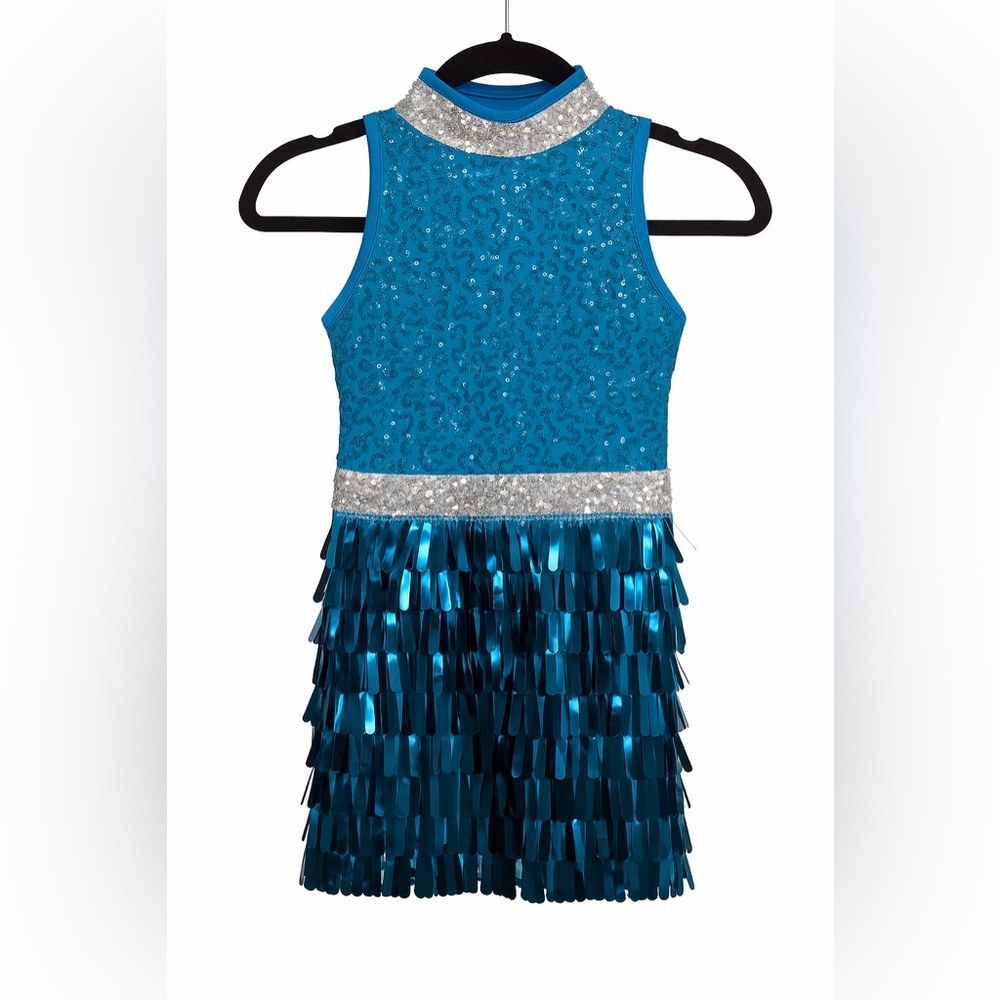 Girl size 6-7 Weissman Blur Sewuin Fringe Dance - sparkling jazz Tap Costume